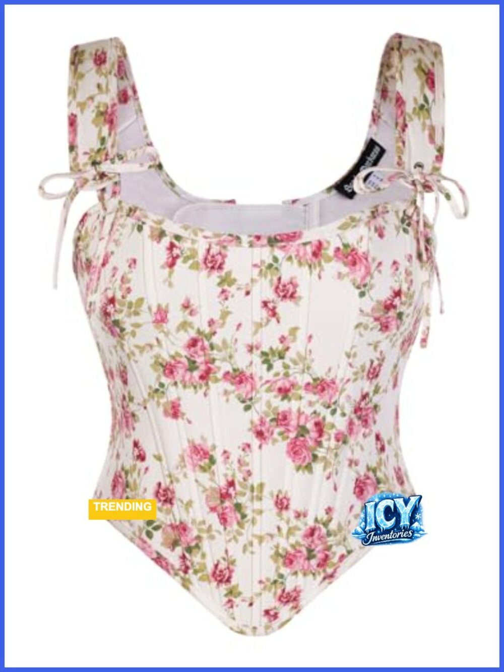 Flora Print Lace-Up Corset Bustier Women Renaissance Victorian Medieval